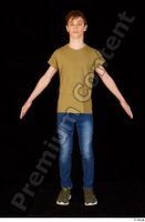  Matthew blue jeans brown t shirt casual dressed green sneakers standing whole body 0009.jpg